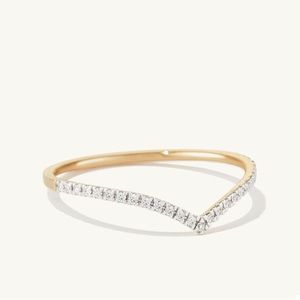 Mejuri Pave Diamond Wishbone ring in 14K - Size 5